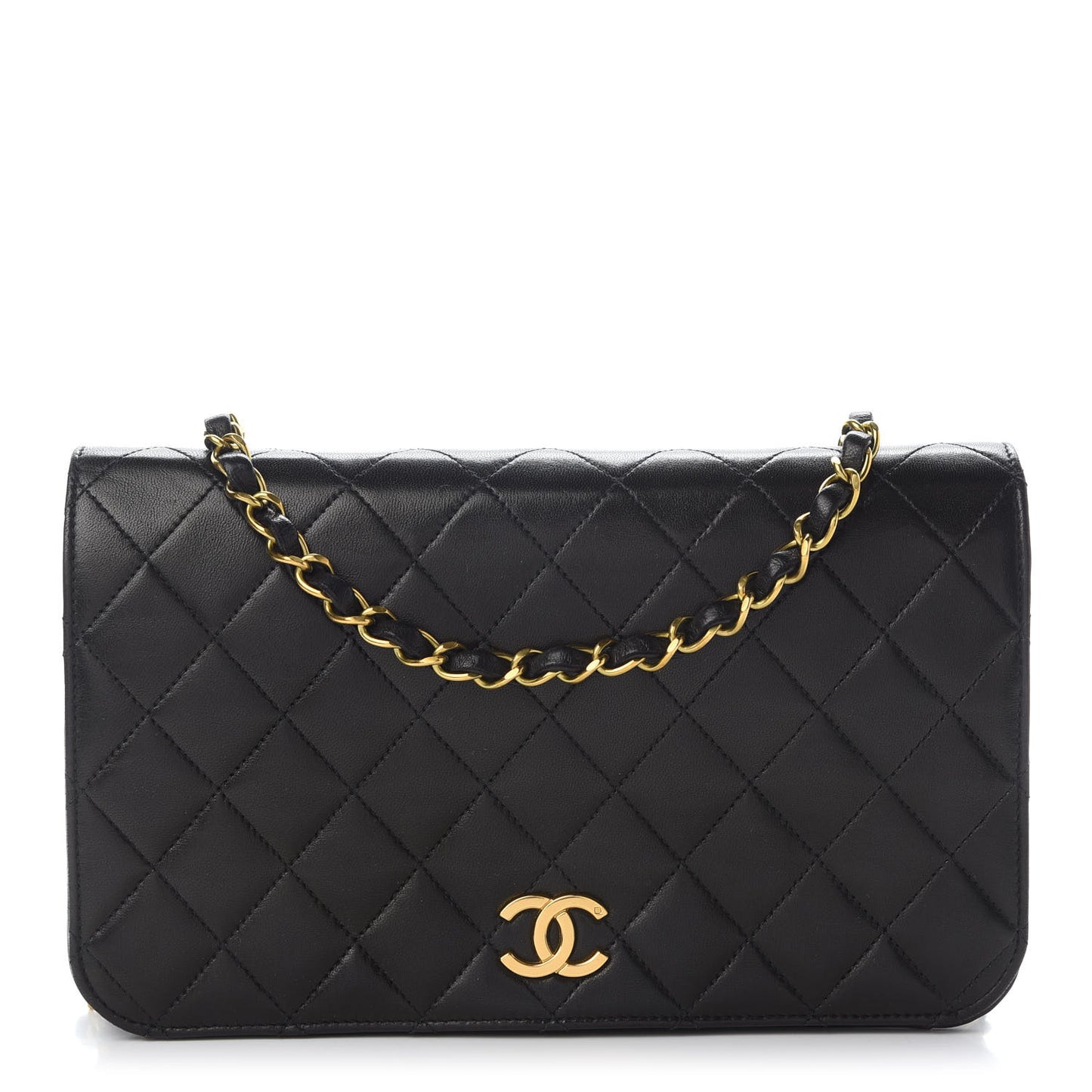 Lambskin Quilted Small Single Flap Black