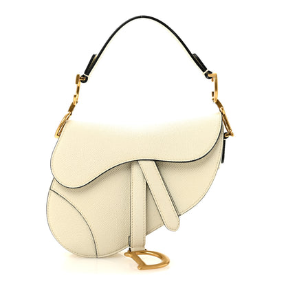 Christian Dior Grained Calfskin Mini Saddle Bag With Strap White 1 of 10