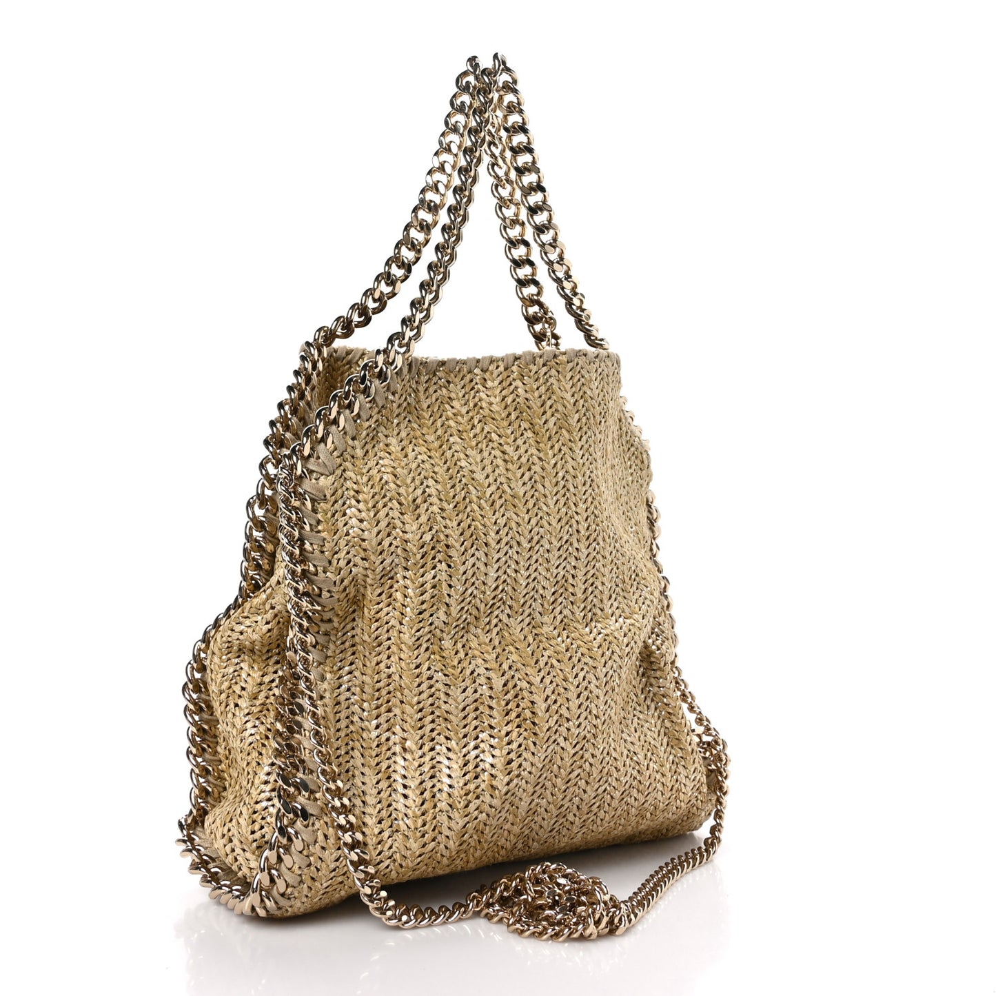 Metallic Raffia Mini Falabella Tote Gold