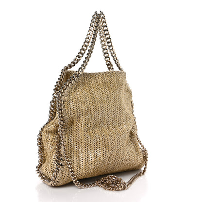 Stella McCartney Metallic Raffia Mini Falabella Tote Gold 3 of 8