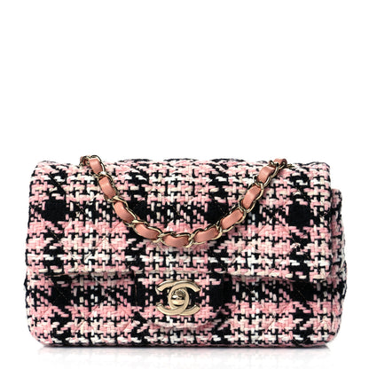 Chanel Tweed Quilted Mini Rectangular Flap Pink Black White 1 of 10