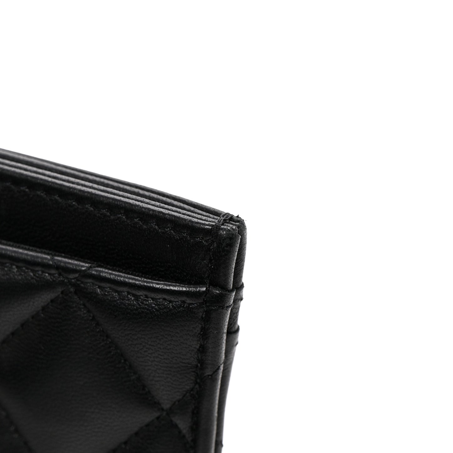Lambskin Quilted Card Holder Black