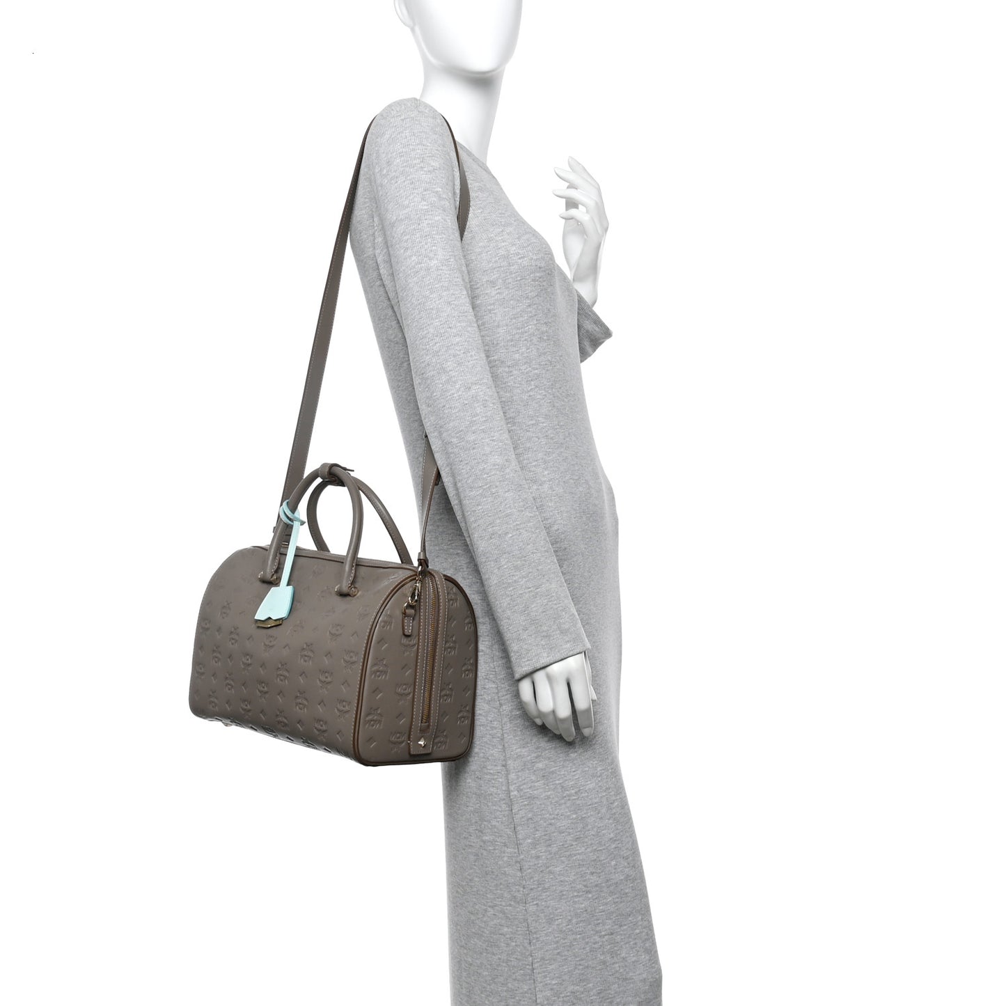 Calfskin Ottomar Monogram Essential Boston Bag Dove Grey