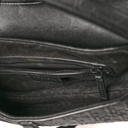 Christian Dior Calfskin Embossed Oblique Saddle Bag Black 5 of 13