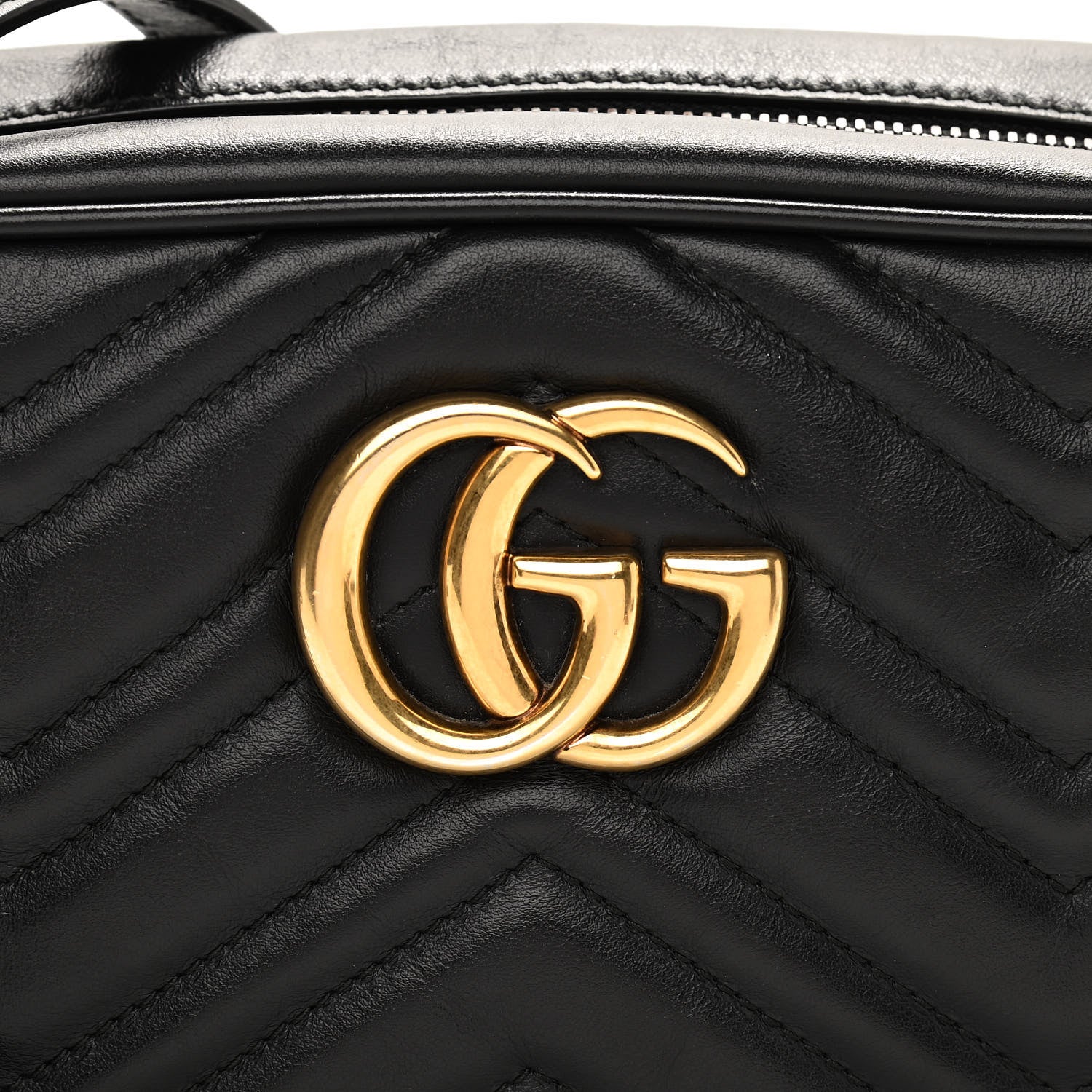 Gucci Calfskin Matelasse Small GG Marmont Chain Shoulder Bag Black 9 of 11