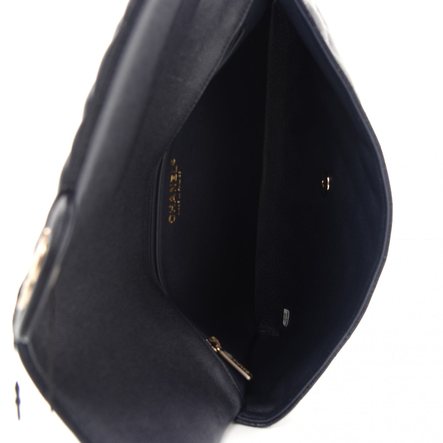 Caviar Quilted Flap Clutch Navy Blue
