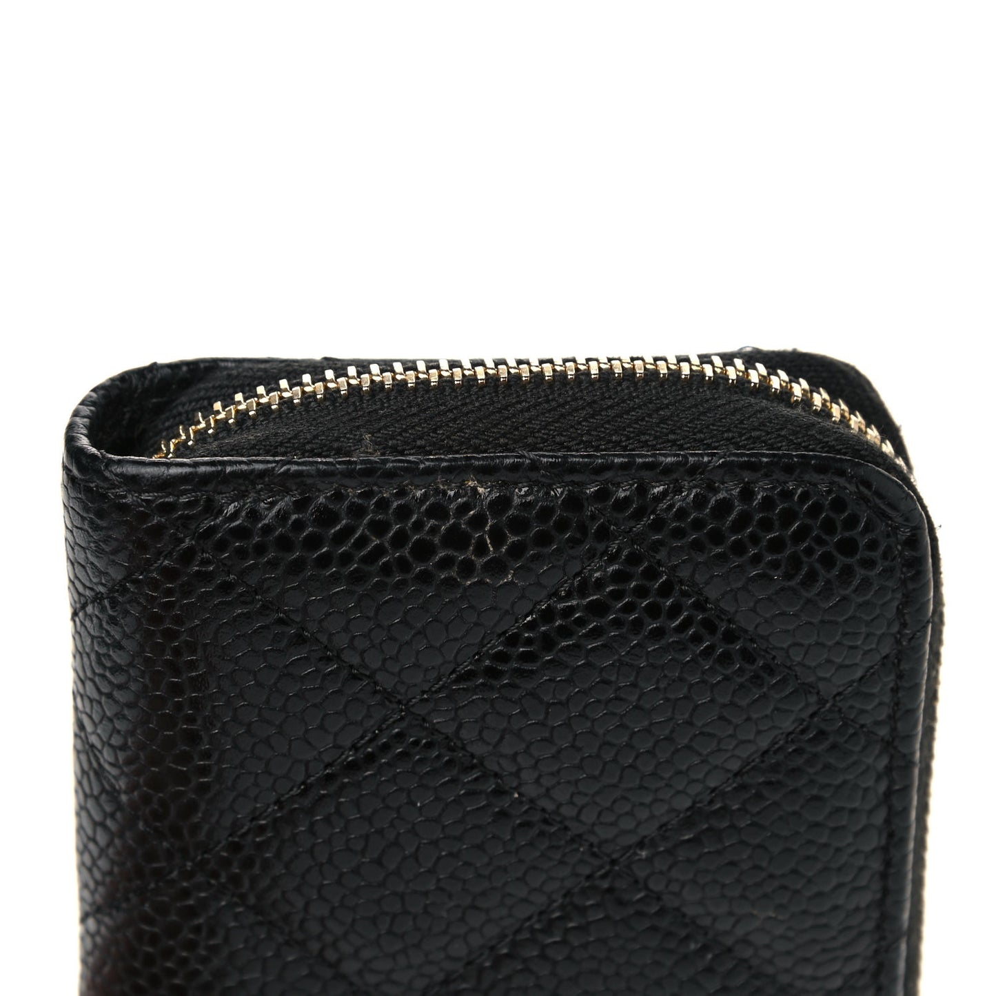Caviar Quilted Zip Coin Purse Black