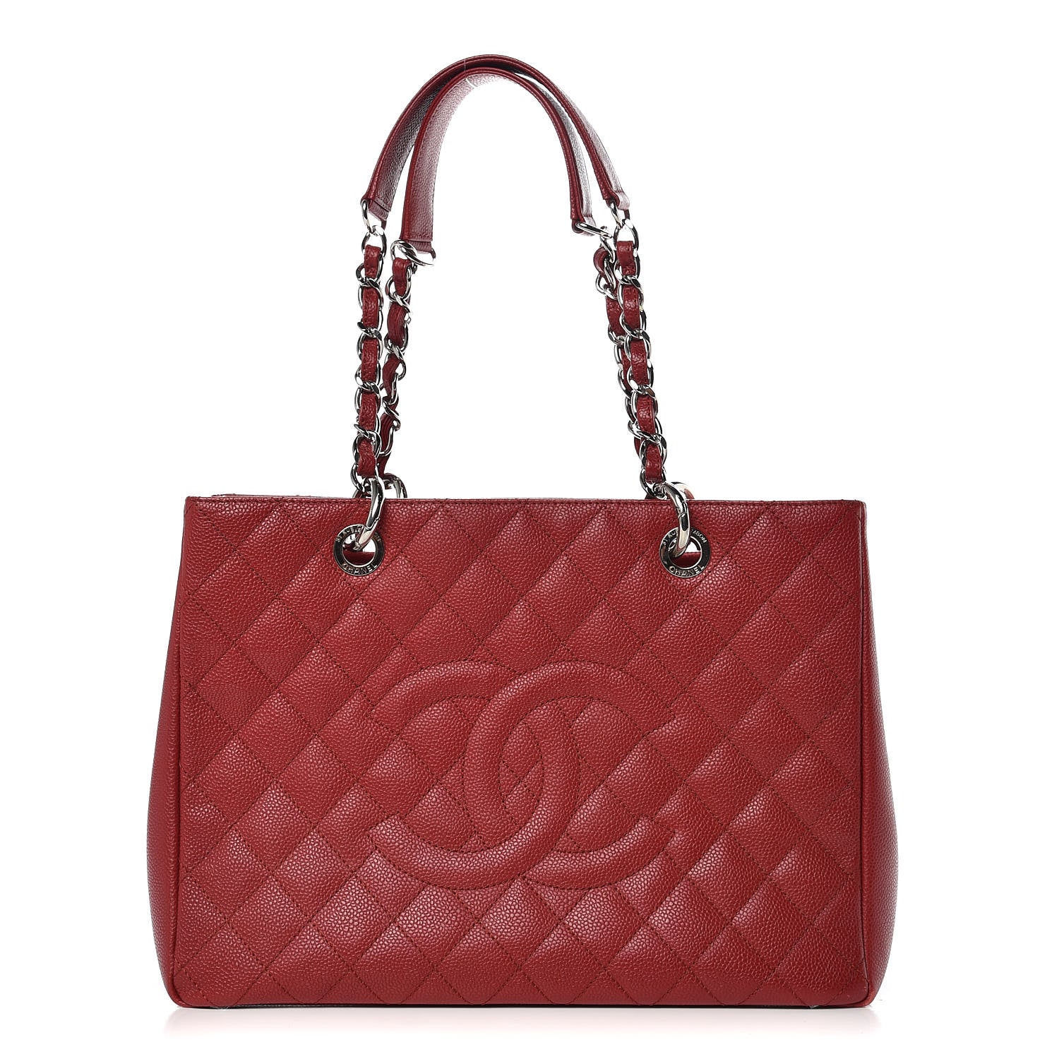 Chanel Caviar Quilted Grand Shopping Tote GST Red 1 of 13