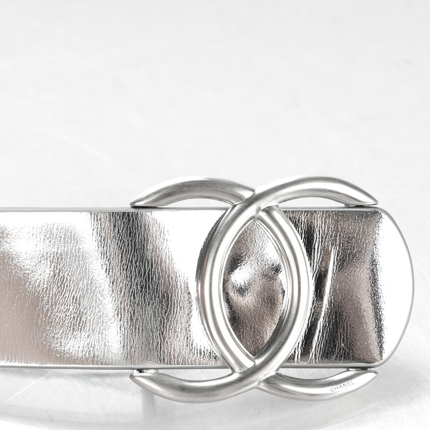 Calfskin CC Mirror Belt 85 34 Silver