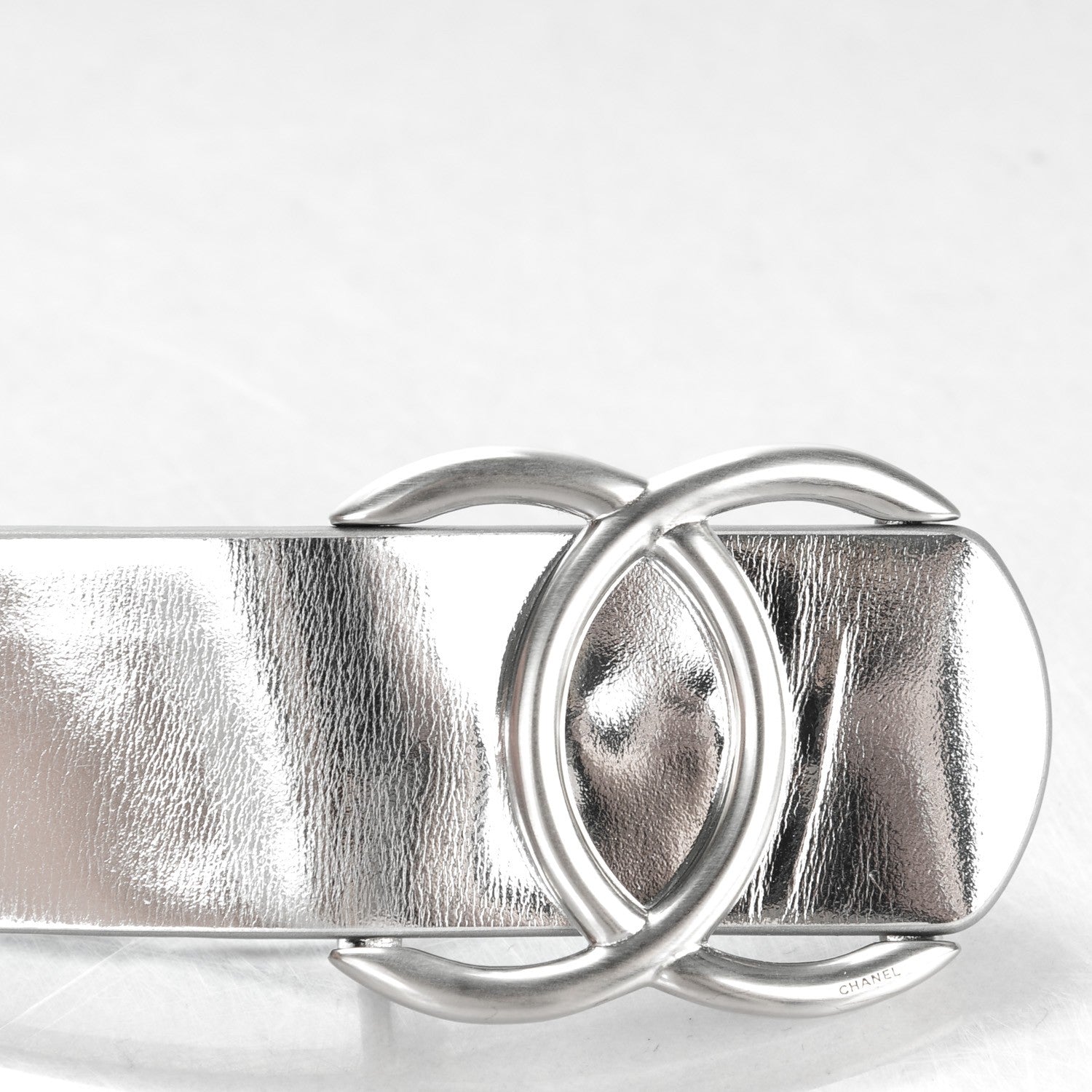 Chanel Calfskin CC Mirror Belt 85 34 Silver 3 of 9