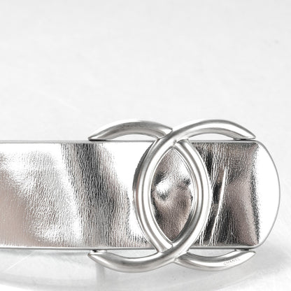 Chanel Calfskin CC Mirror Belt 85 34 Silver 3 of 9