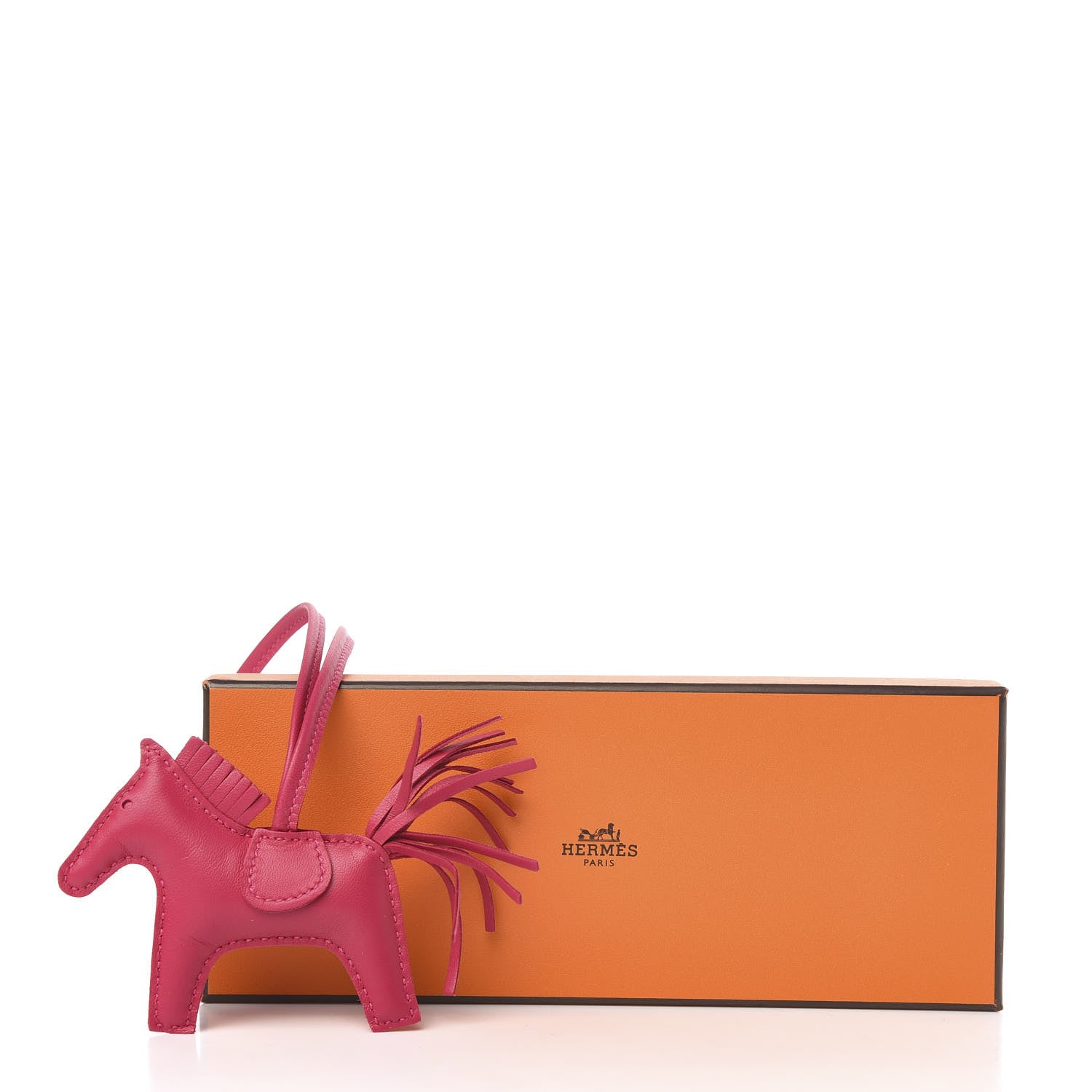 Hermes Milo Lambskin Grigri Rodeo Horse Bag Charm PM Rose Mexico 4 of 4