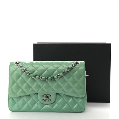 Chanel Patent Quilted Jumbo Double Flap Green 11 of 11