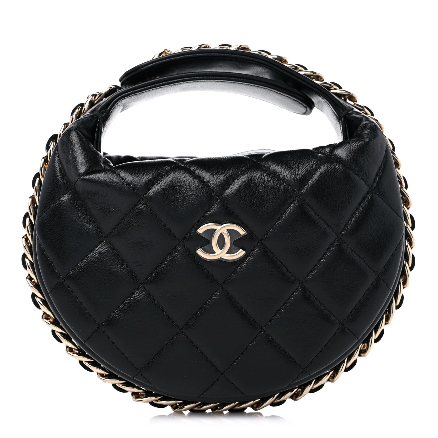 Quilted Chain Around Pouch Black