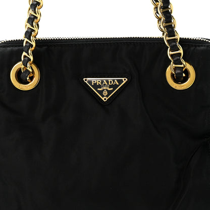 Prada Tessuto Nylon Acciaio Chain Shoulder Bag Black 8 of 12