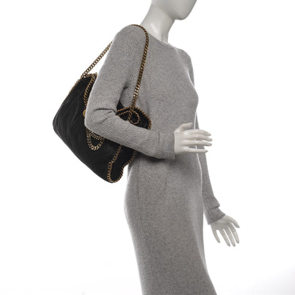 Stella McCartney Metallic Shaggy Deer Falabella Fold Over Tote Black 2 of 5