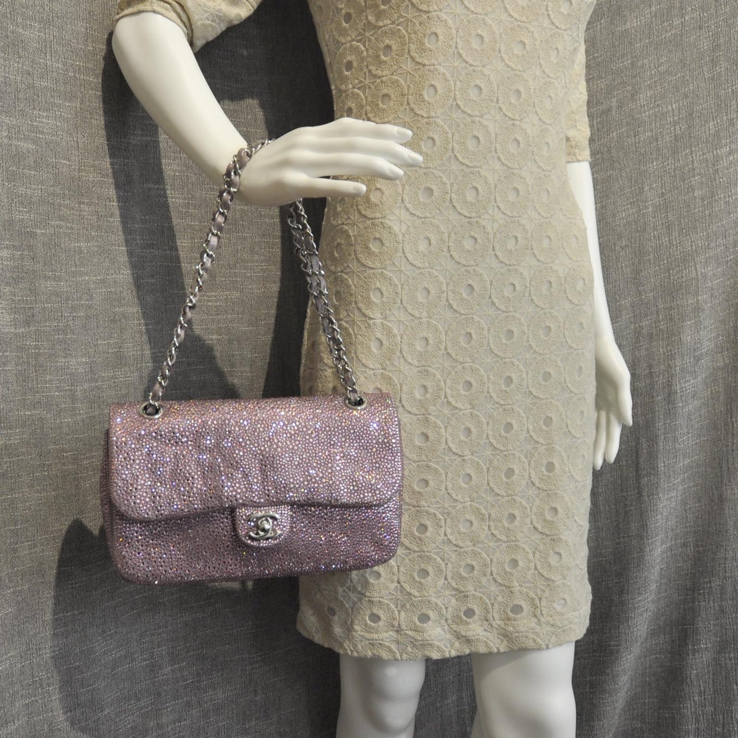 Strass Encrusted Sparkle Beauty Medium Flap Pink Bellagio Las Vegas