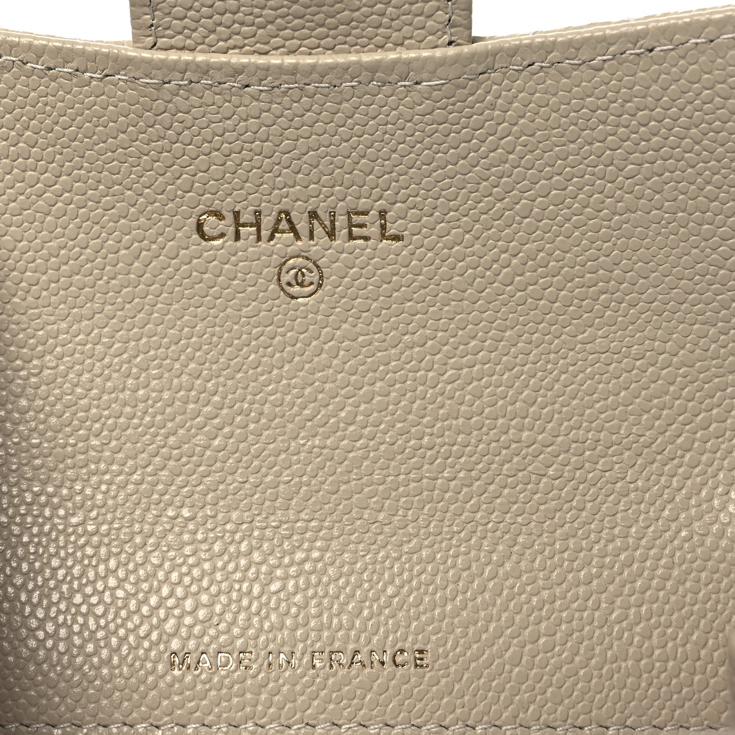 Caviar Quilted Flap Card Holder Wallet Beige