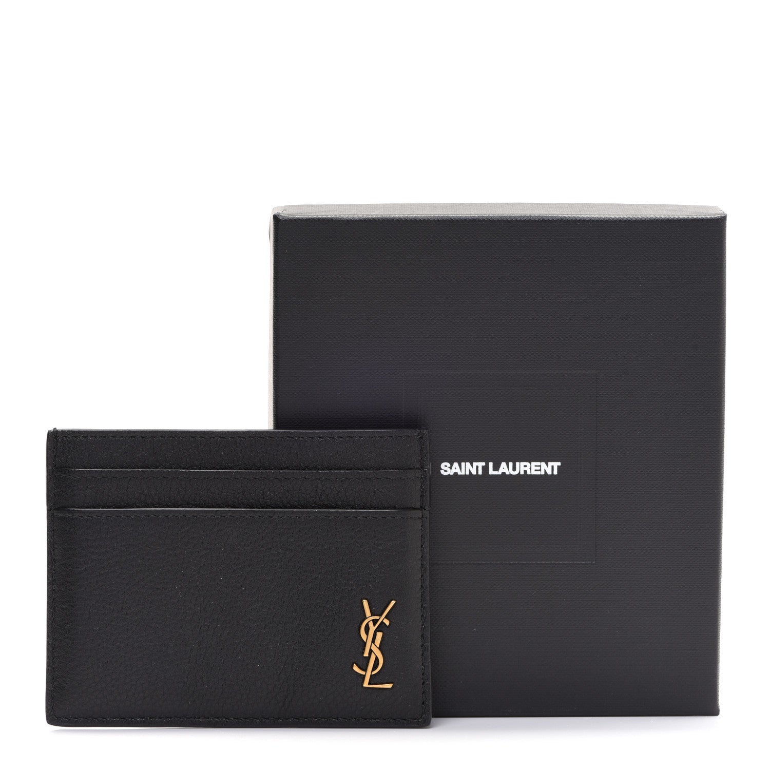 Saint Laurent Calfskin Tiny Cassandre Credit Card Case Black 8 of 8