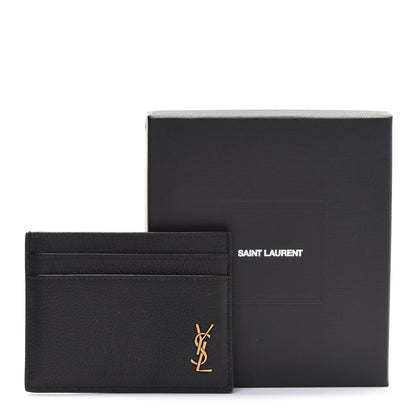 Saint Laurent Calfskin Tiny Cassandre Credit Card Case Black 8 of 8