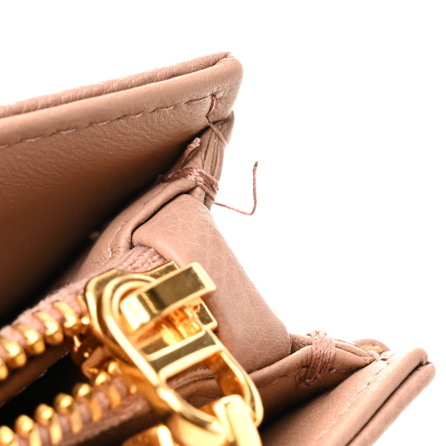 Calfskin Cannage Caro Zipped Pouch With Chain Fard