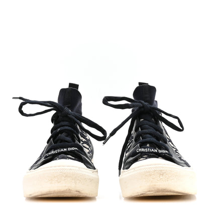 Christian Dior Technical Knit Calfskin Oblique Womens Walk'n Dior High Top Sneakers 37 Deep Blue 3 of 8
