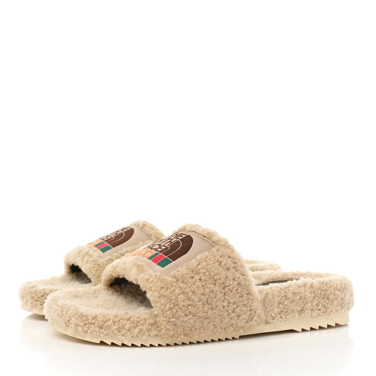 X THE NORTH FACE Shearling Wool Mens Slide Sandals 7 Butterscotch