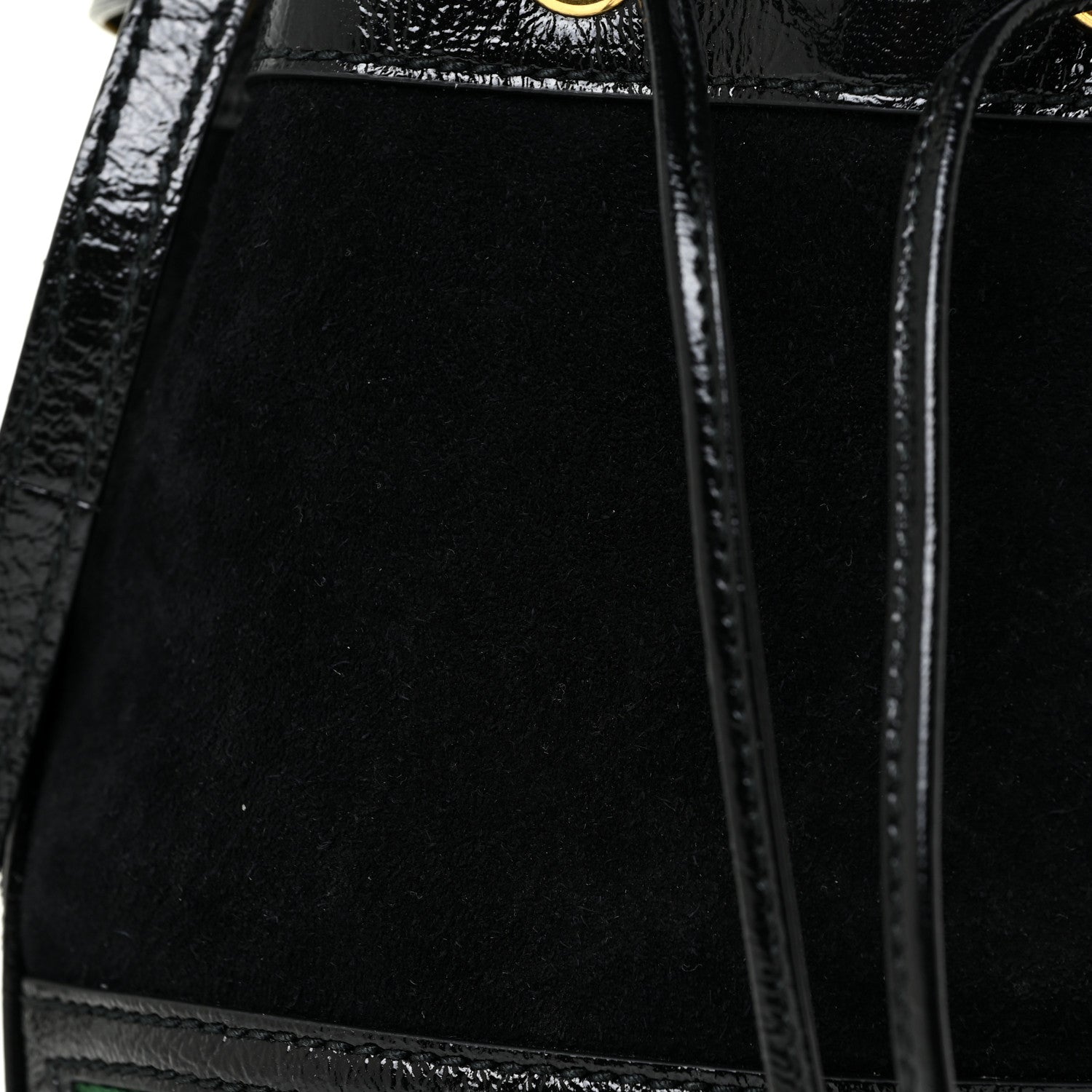 Gucci Suede Patent Web Mini Ophidia Bucket Bag Black 8 of 10