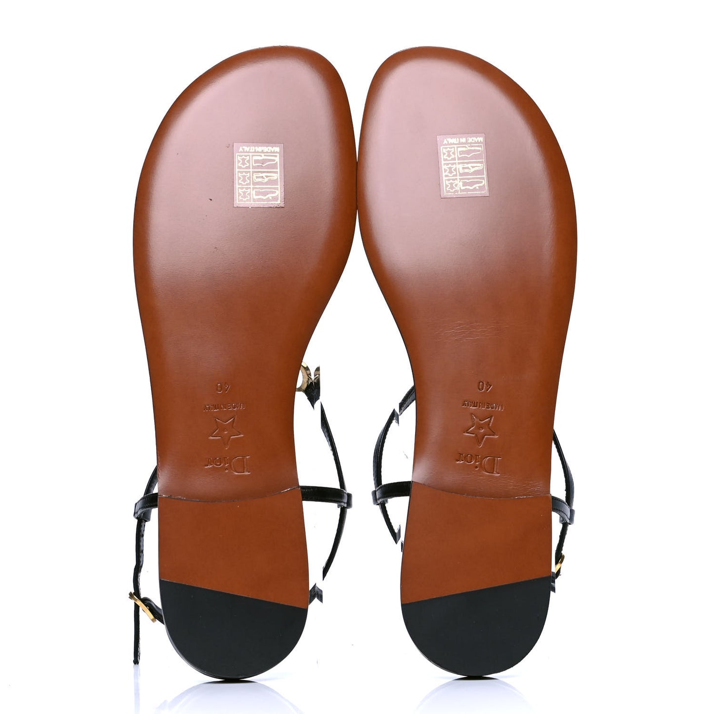 Lambskin Crystal Signature T-Strap Sandals 40 Black
