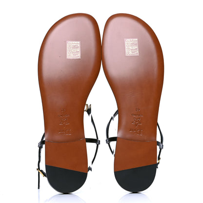 Christian Dior Lambskin Crystal Signature T-Strap Sandals 40 Black 4 of 4