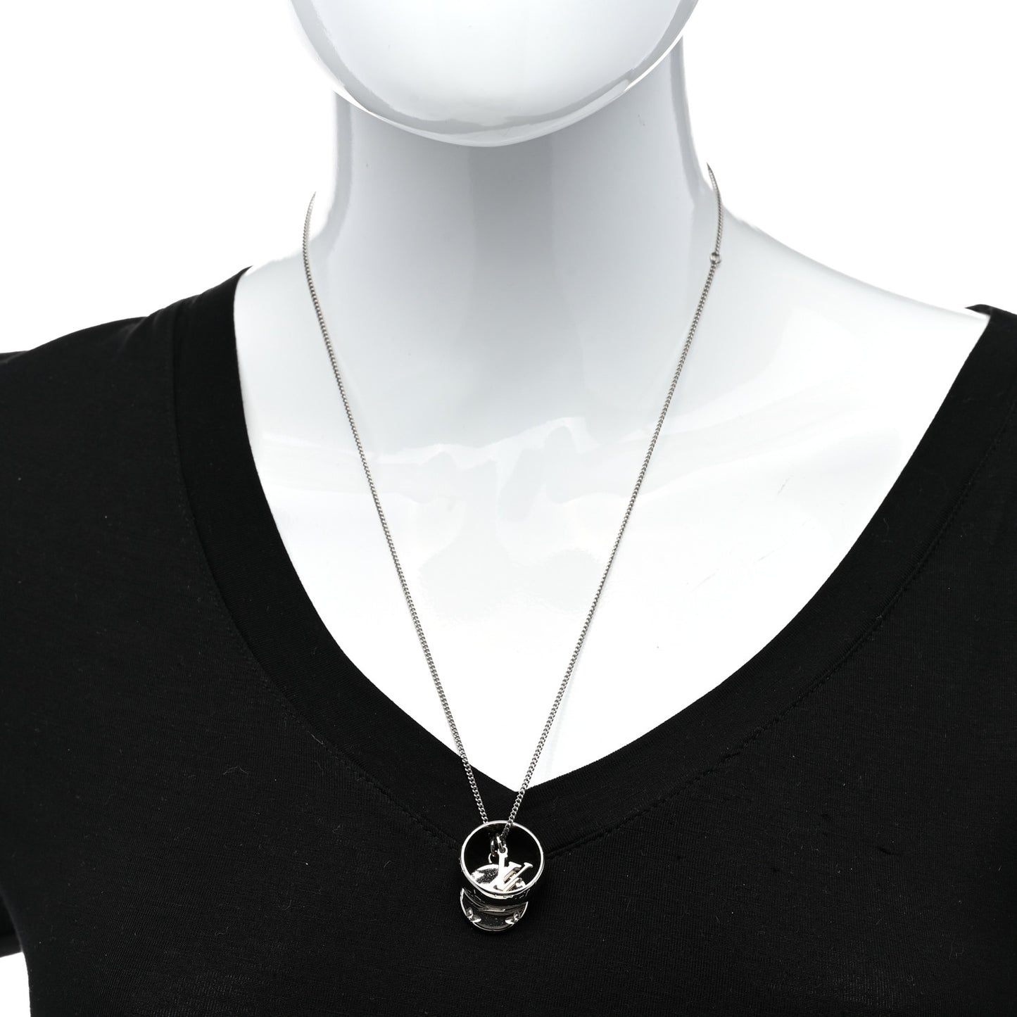 Zamac Palladium Monogram Charms Necklace Silver