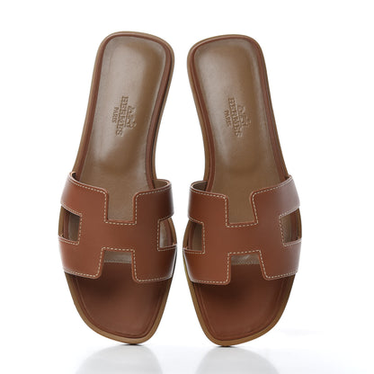 Hermes Box Calfskin Oran Sandals 35 Gold 5 of 11