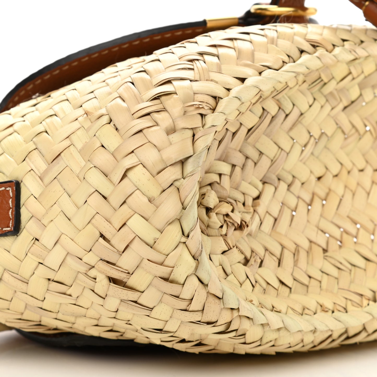 Raffia Calfskin Marcie Basket Tan