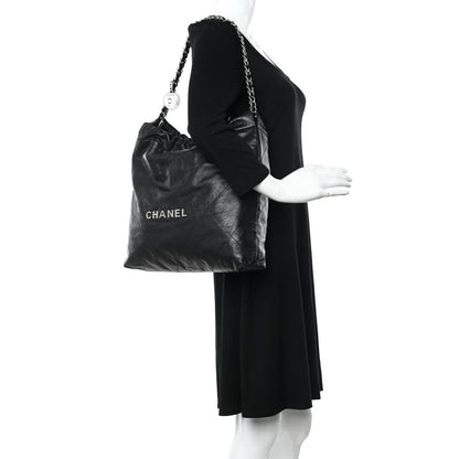 Chanel Shiny Calfskin Quilted Chanel 22 Black 2 of 10