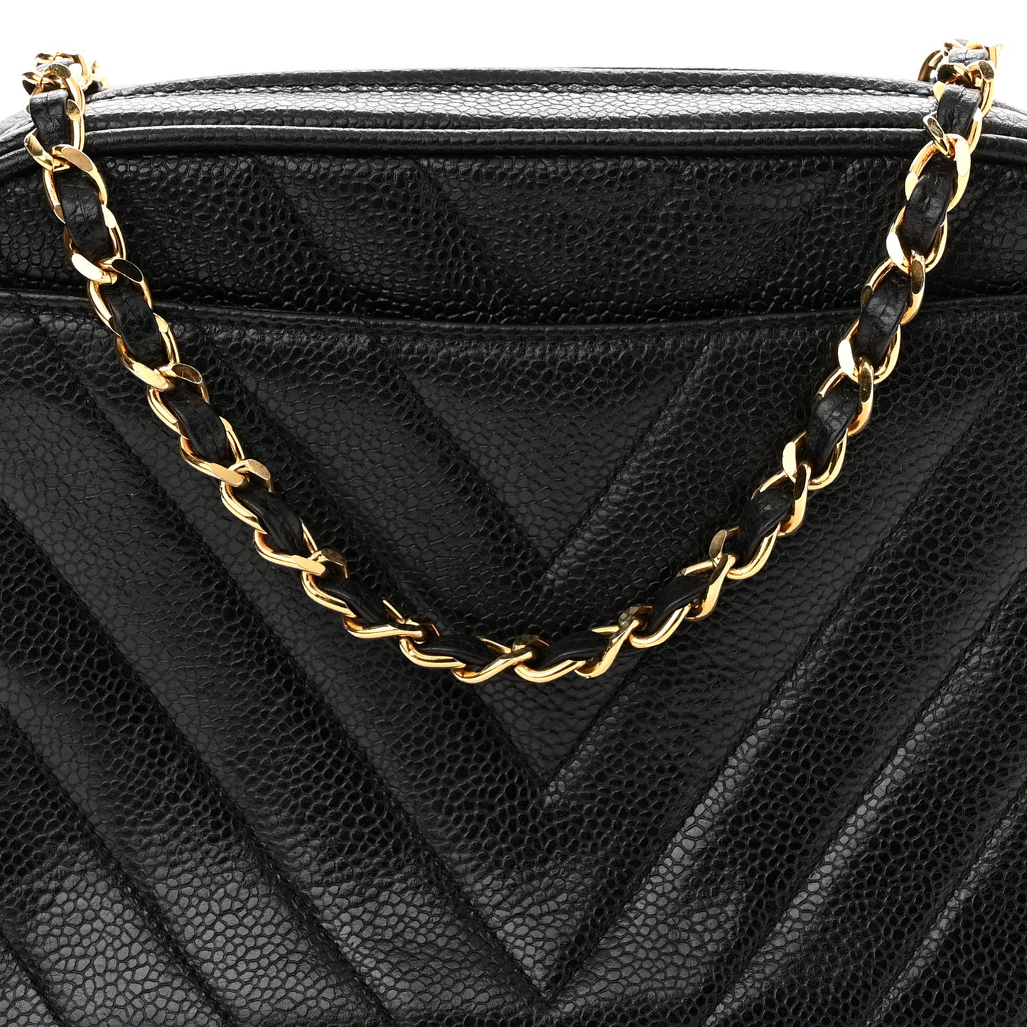 Caviar Chevron Quilted Camera Case Black