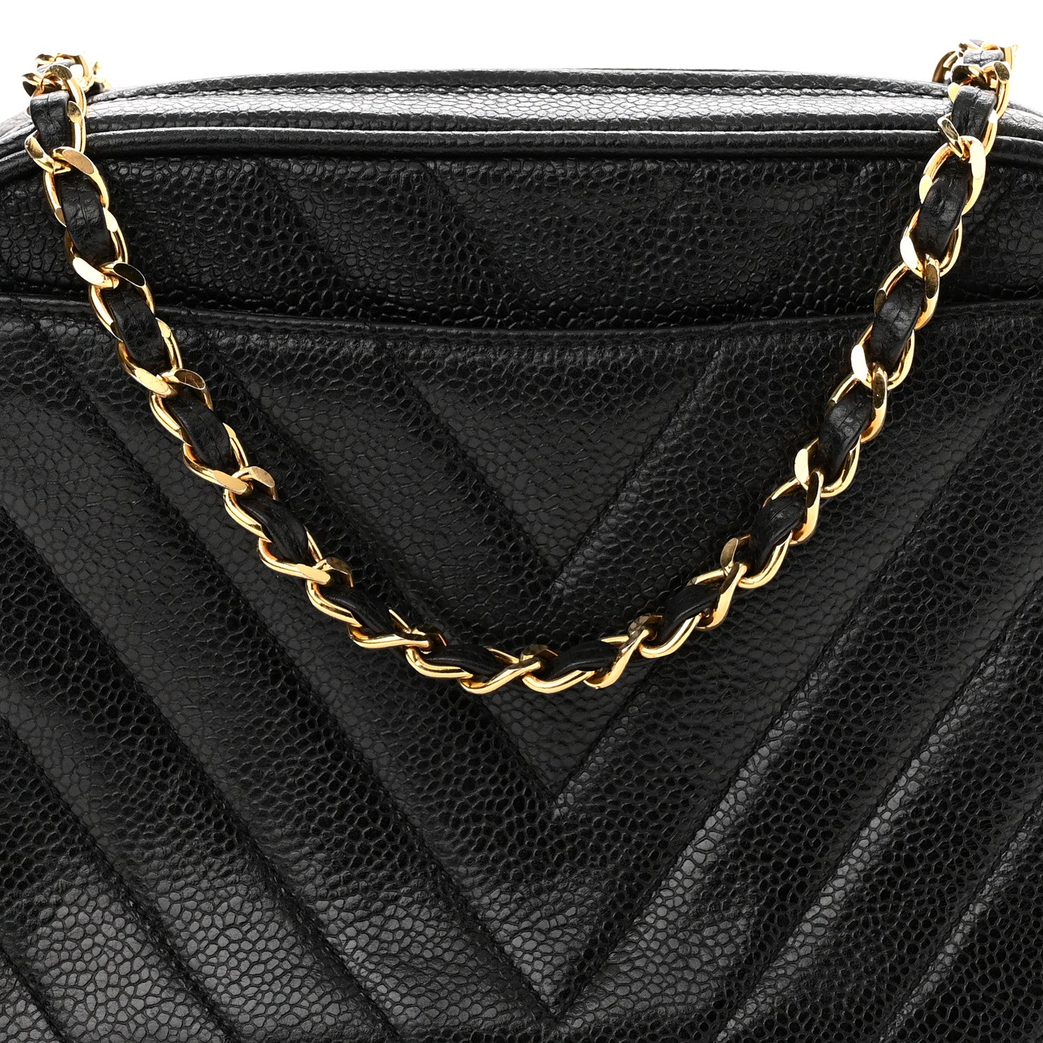 Chanel Caviar Chevron Quilted Camera Case Black 8 of 10