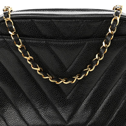 Chanel Caviar Chevron Quilted Camera Case Black 8 of 10