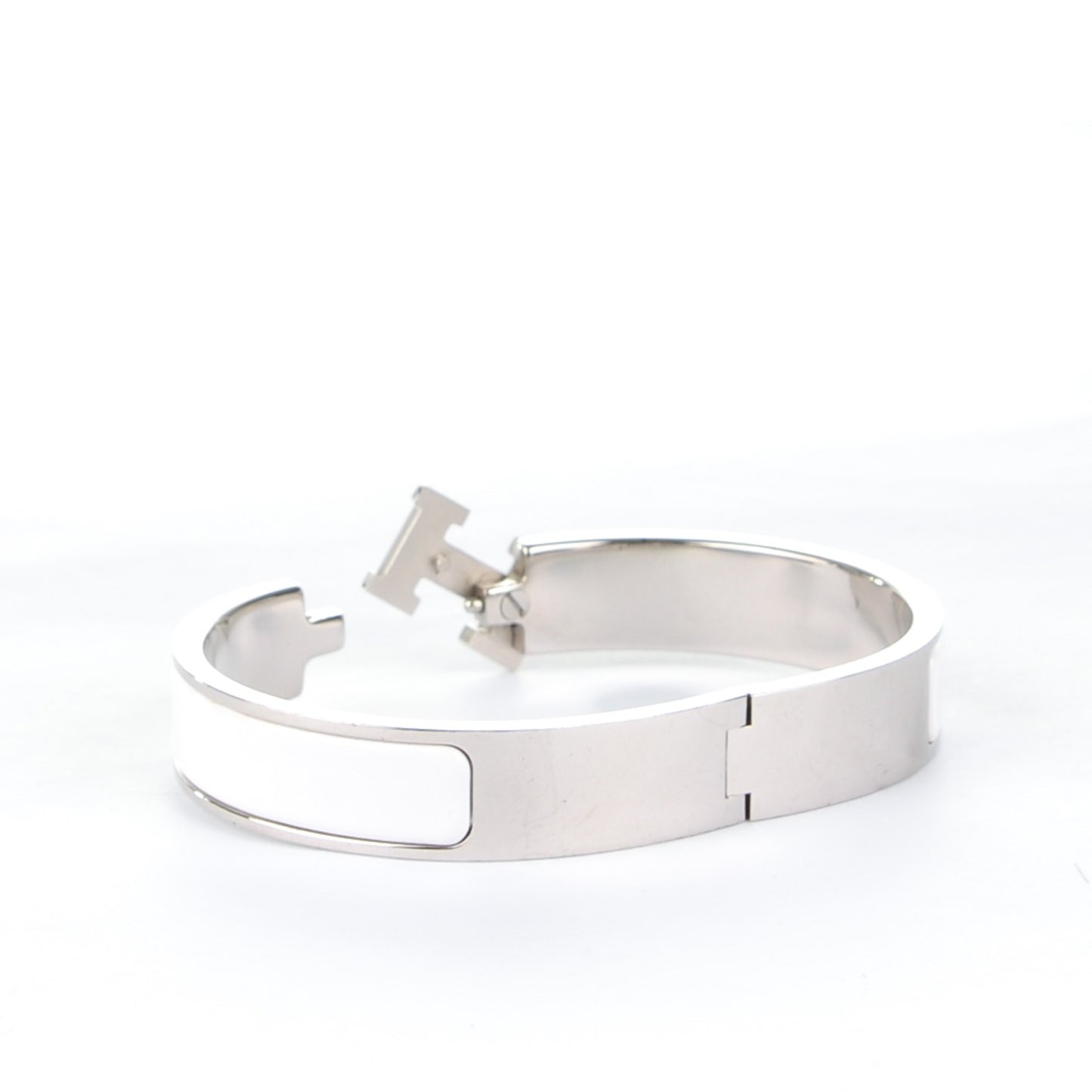 Enamel Narrow Clic Clac H Bracelet PM White