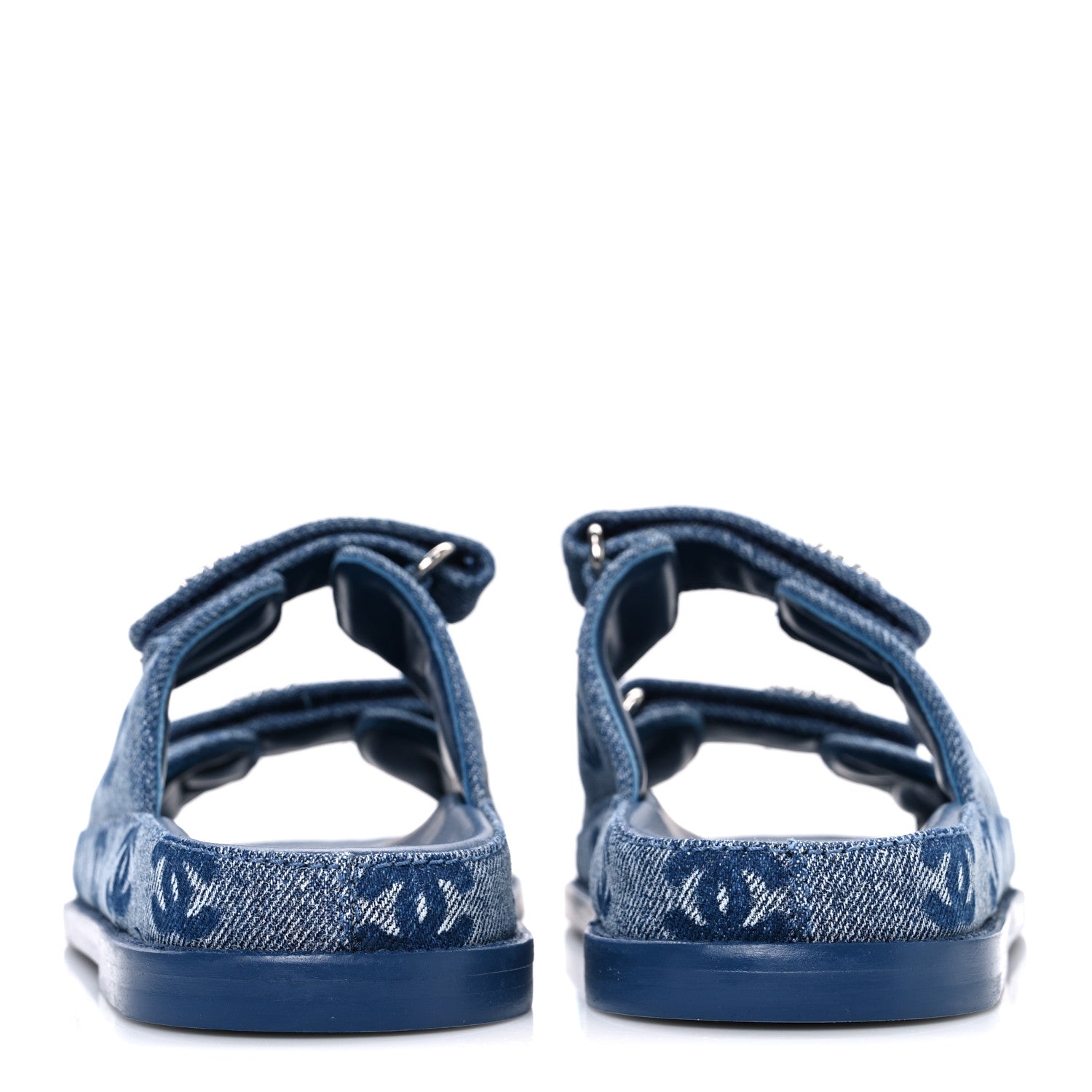 Chanel Denim CC Velcro Dad Chain CC Slide Sandals 35 Blue 6 of 11