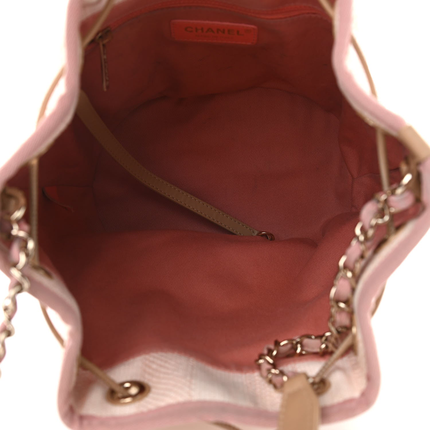 Chanel Mixed Fibers Striped Deauville Drawstring Bag Pink 5 of 10