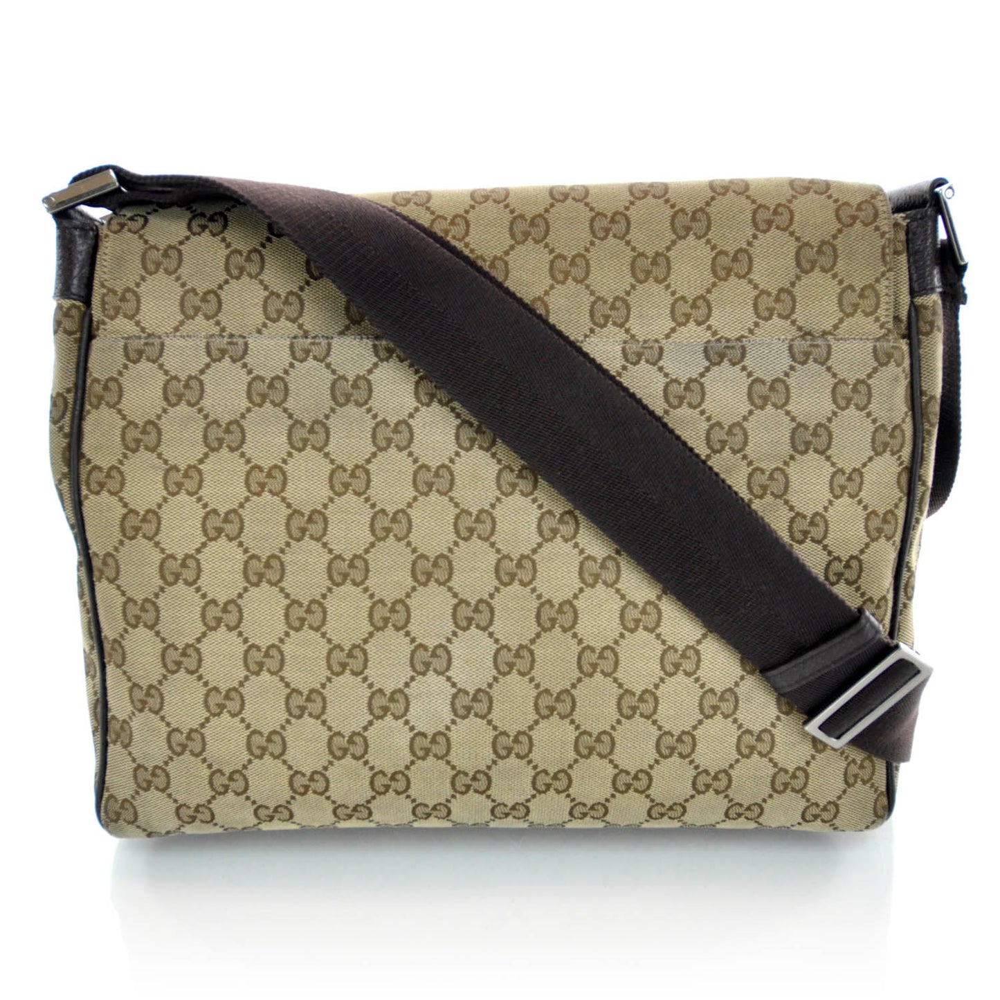 Monogram Small Flap Messenger Bag Beige Dark Brown