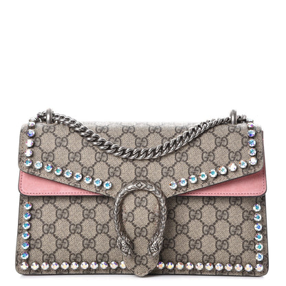 Gucci GG Supreme Monogram Suede Crystal Small Dionysus Shoulder Bag Beige Ebony Light Peonia 1 of 10