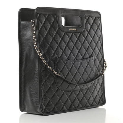 Chanel Aged Calfskin Medium Charm Shopping Bag Black 3 of 10