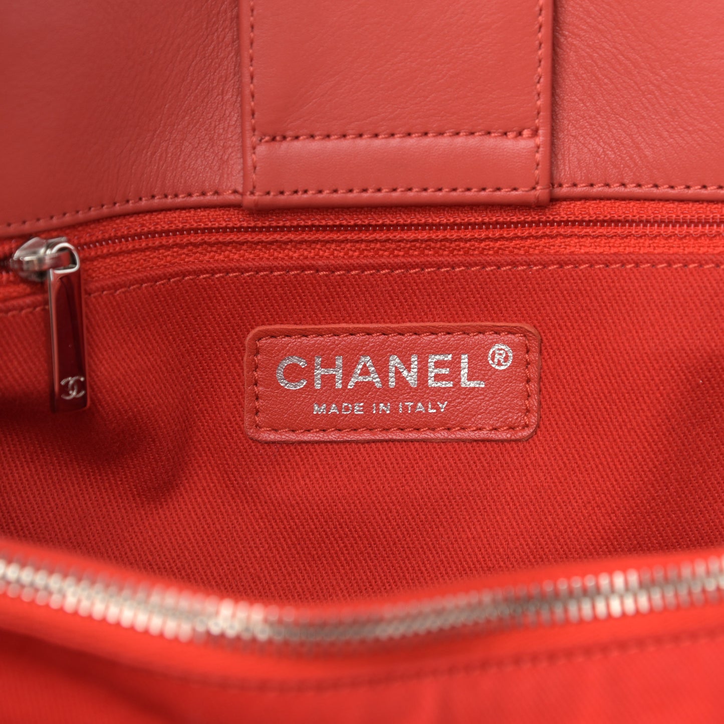 Calfskin Perforated Up In The Air Tote Red