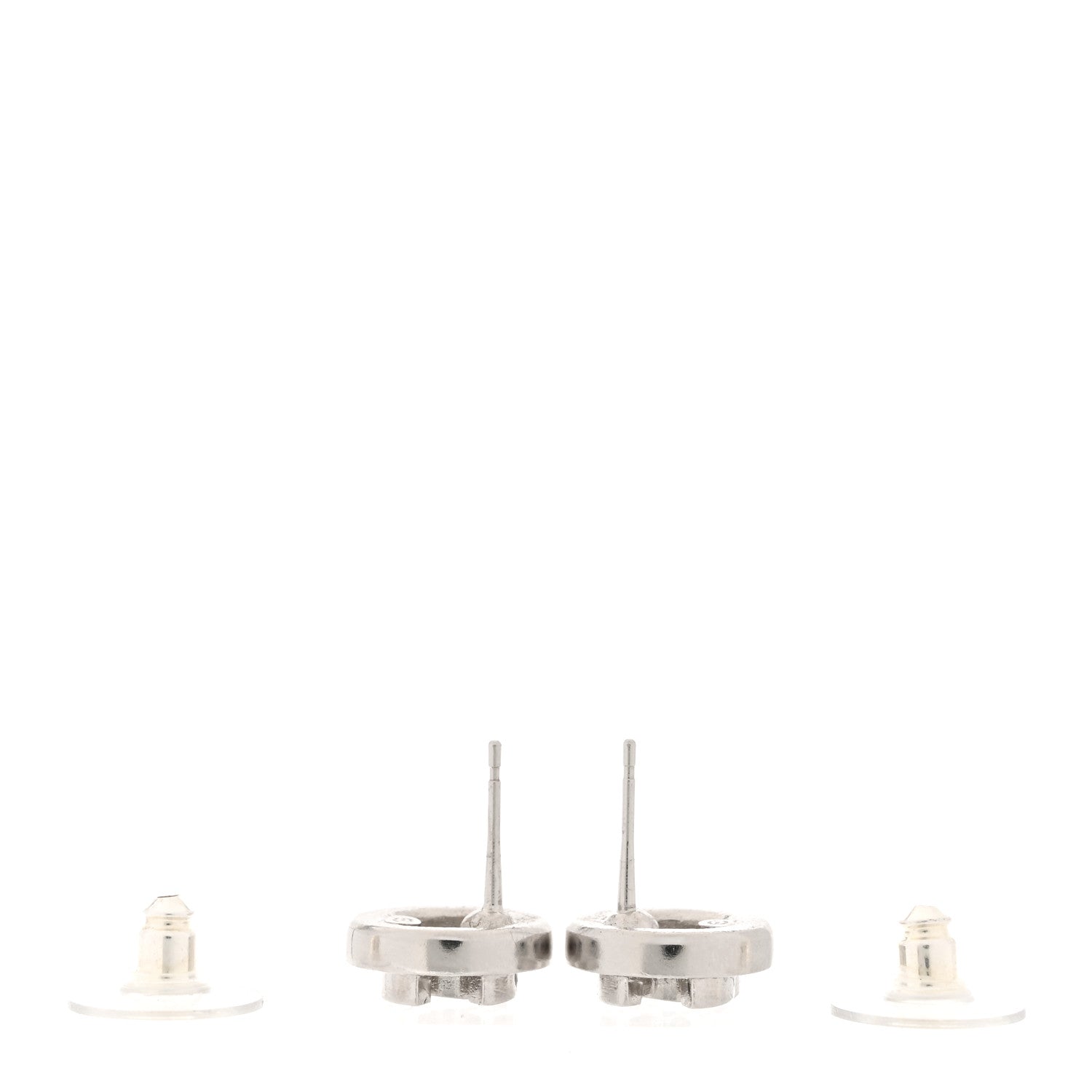 Chanel Crystal CC Round Earrings Silver 3 of 5