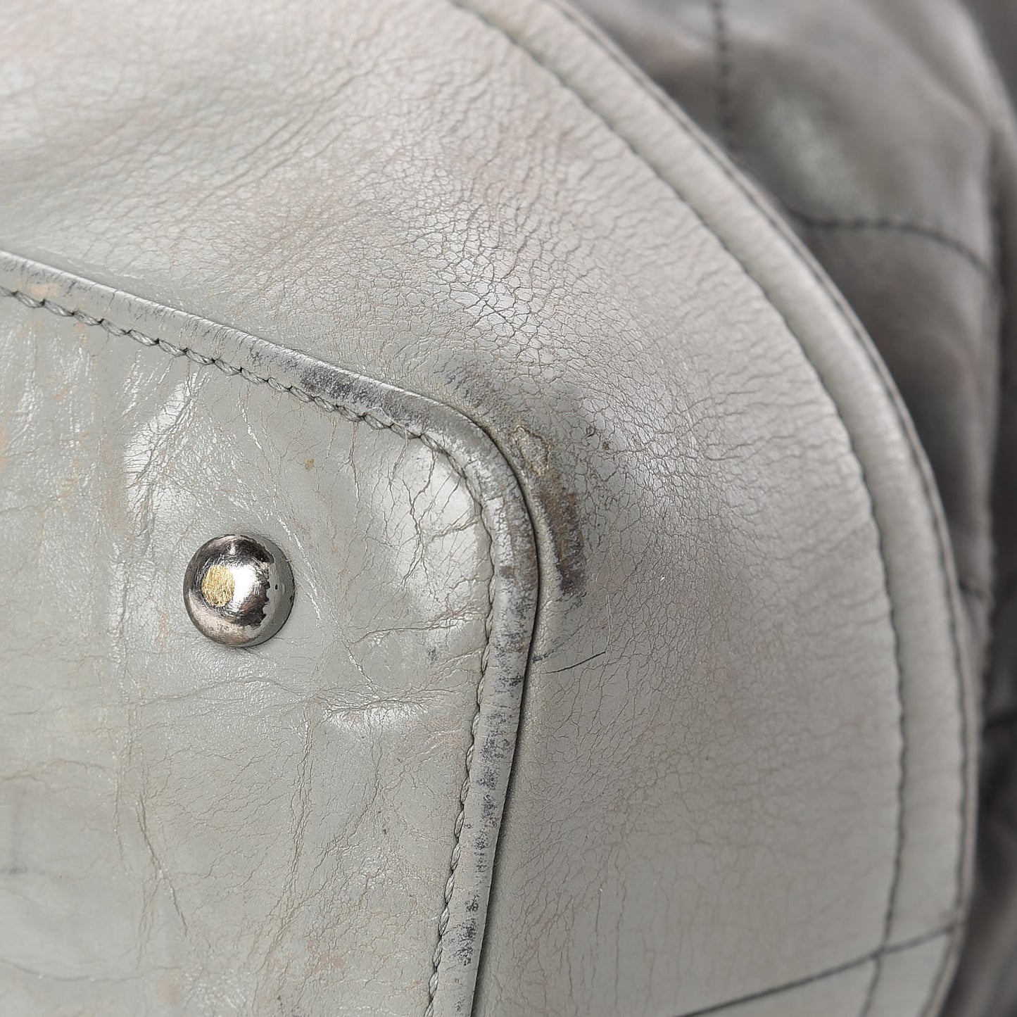 Iridescent Calfskin VIP Shopping Tote Grey