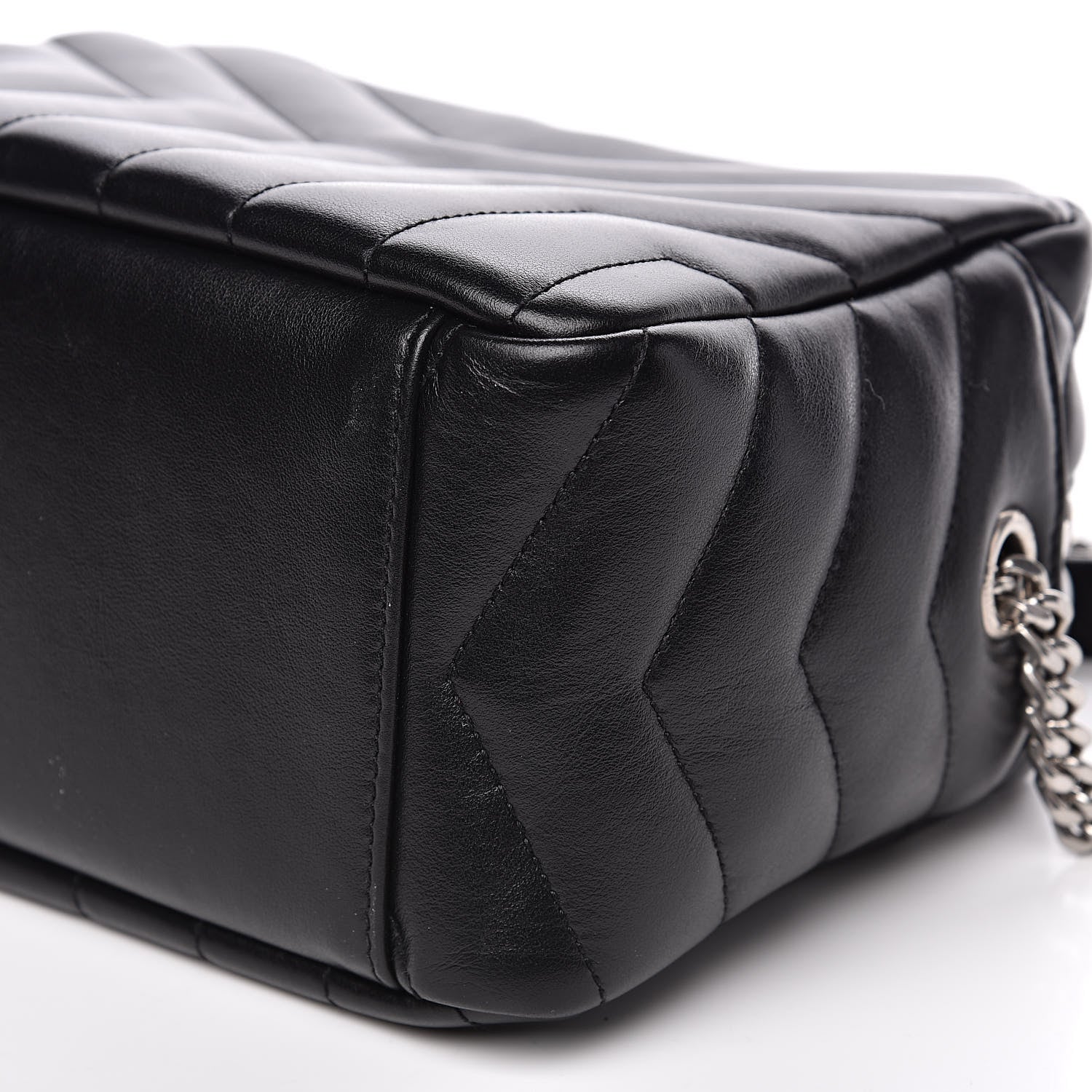 Saint Laurent Calfskin Y Quilted Monogram Small Loulou Bowling Bag Black 8 of 9