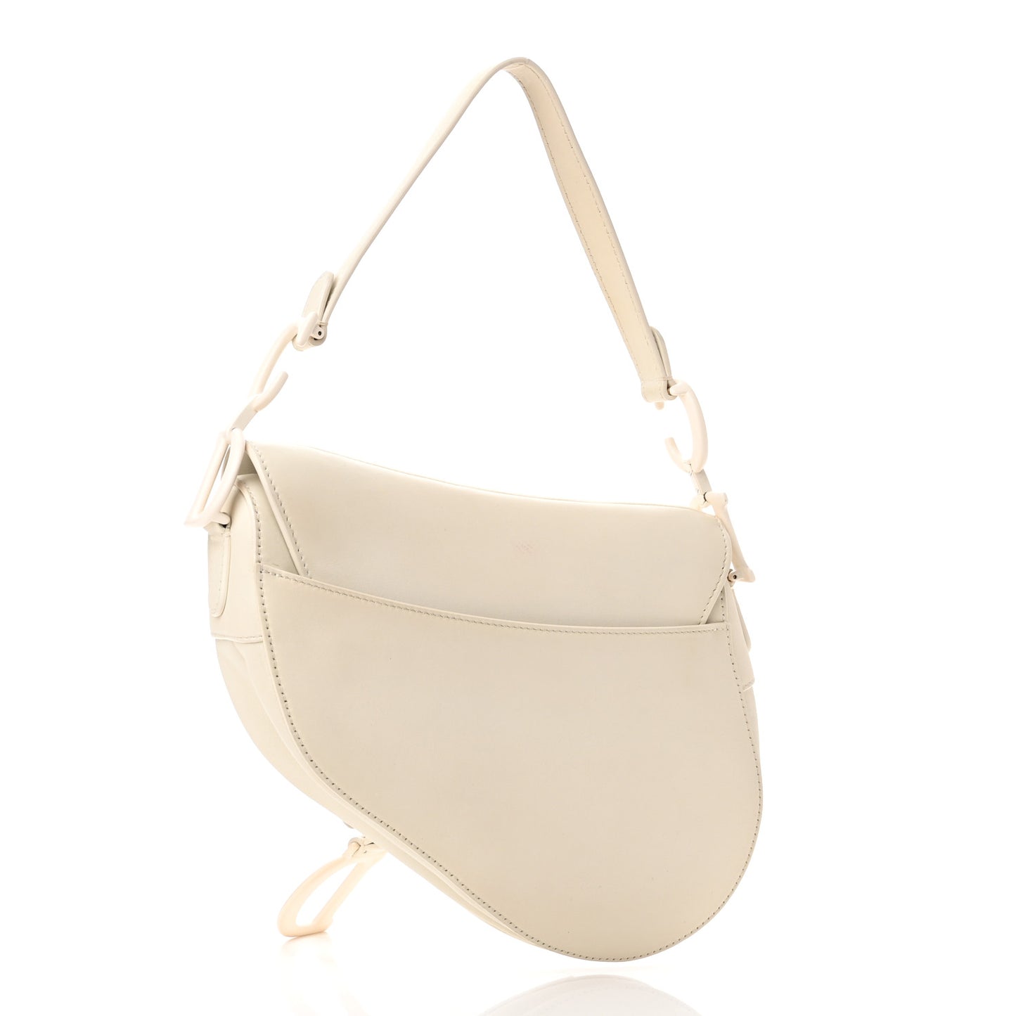 Ultra Matte Calfskin Saddle Bag Off White