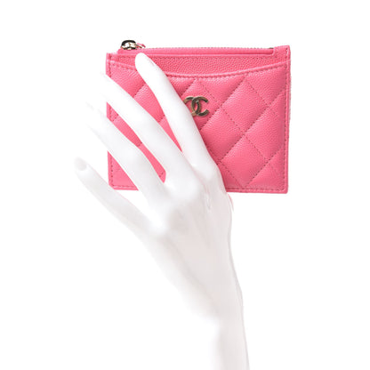 Chanel Caviar Quilted CC Zip Card Holder Pink 2 of 11