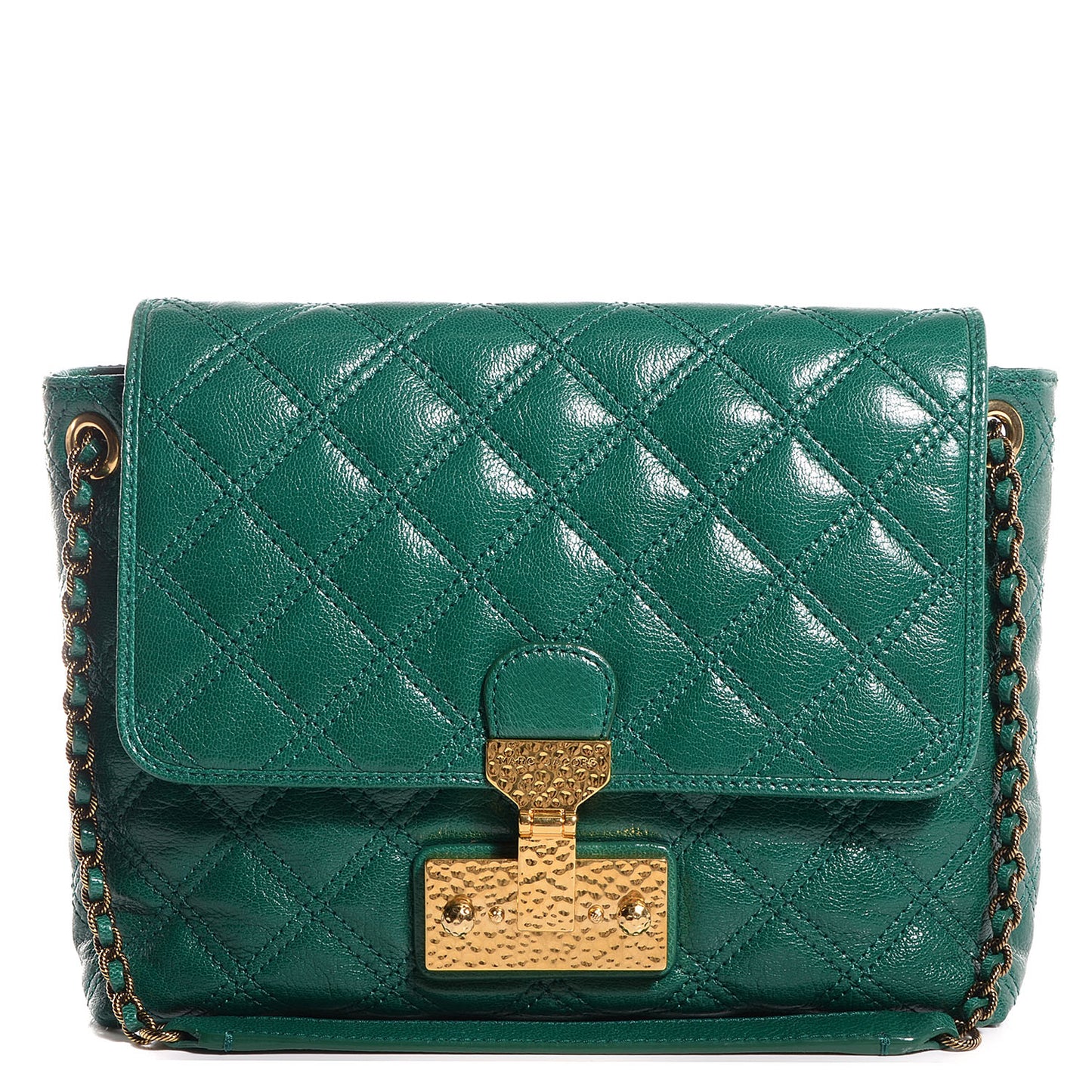 Lambskin Baroque Large Single Flap Emerald